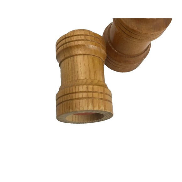 Vintage Olde Thompson Salt Pepper Shaker Mill Grinder Set Wood MCM Made in USA - Picture 4 of 9